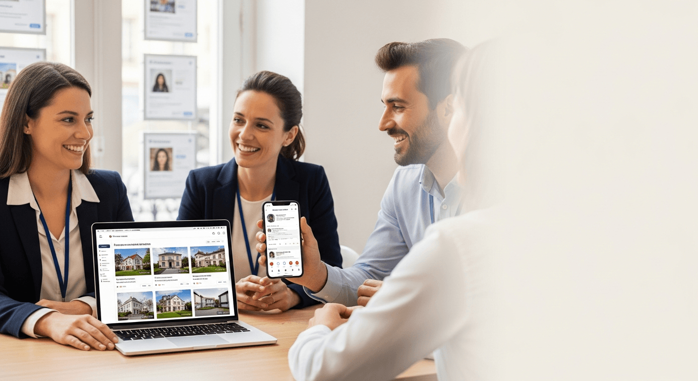Agents immobiliers collaborant avec MonHubImmo, Hubie et Hugo IA
