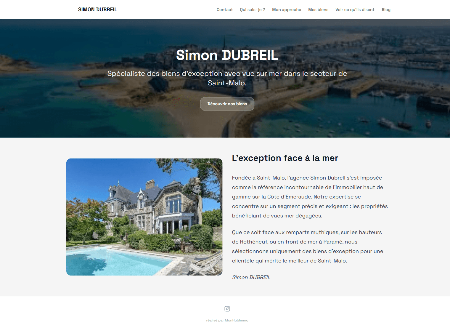 Exemple de mini-site MonHubImmo — Simon Dubreil, mandataire immobilier à Saint-Malo